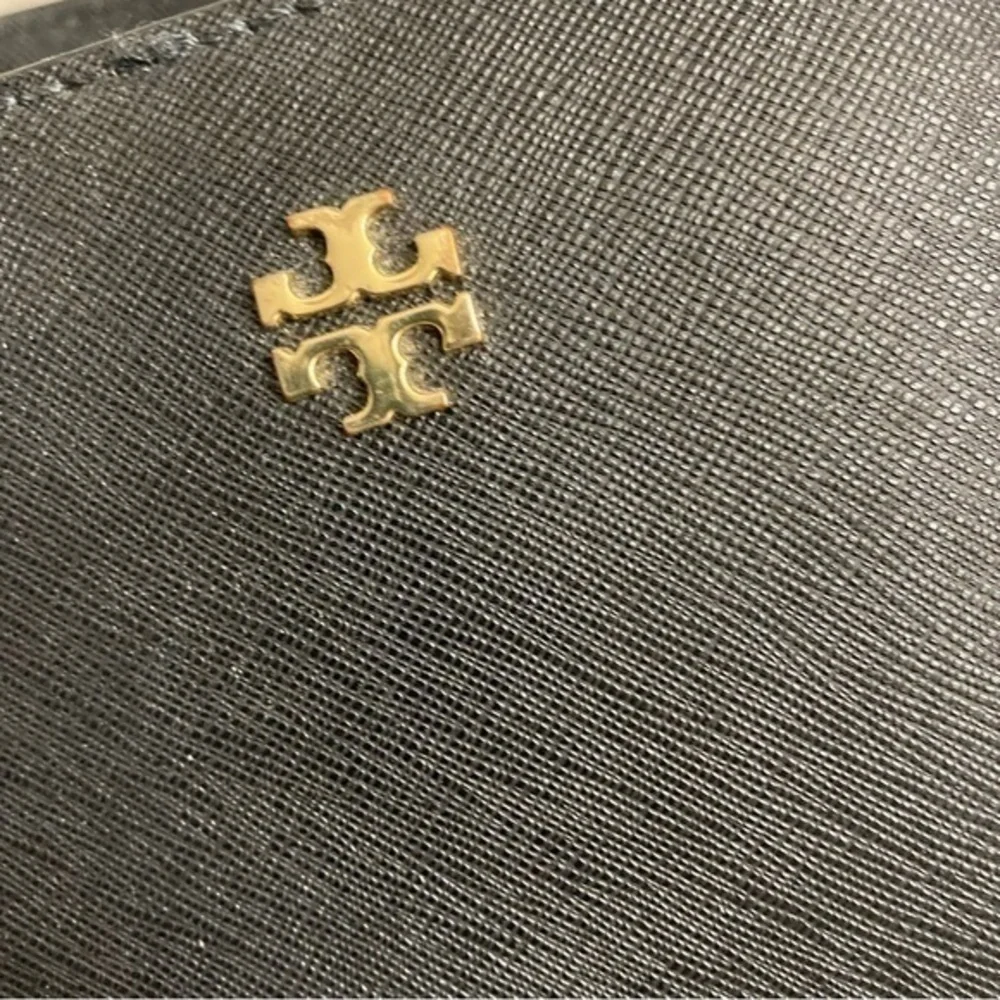 Tory Burch black saffiano leather laptop tote bag
